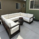 PURPLE LEAF Caesar U-Shaped Patio Conversation Set with Bronze Cushion Pillows and Ottoman Couch for Patio Backyard