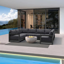 PURPLE LEAF Caesar U-Shaped Patio Conversation Set with Grey Cushion Pillows and Ottoman Couch for Patio Backyard