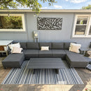 PURPLE LEAF Caesar U-Shaped Patio Conversation Set with Grey Cushion Pillows and Ottoman Couch for Patio Backyard