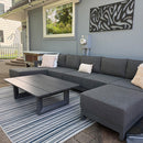 PURPLE LEAF Caesar U-Shaped Patio Conversation Set with Grey Cushion Pillows and Ottoman Couch for Patio Backyard