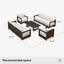 PURPLE LEAF Caesar Enclosed Patio Conversation Set with Bronze Cushion Pillows and Ottoman for Porch Garden