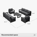 PURPLE LEAF Caesar Enclosed Patio Conversation Set with Grey Cushion Pillows and Ottoman for Porch Garden