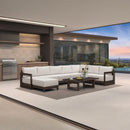 PURPLE LEAF Caesar U-Shaped Patio Conversation Set with Bronze Cushion Pillows and Ottoman Couch for Patio Backyard