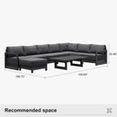 PURPLE LEAF Caesar U-Shaped Patio Conversation Set with Grey Cushion Pillows and Ottoman Couch for Patio Backyard