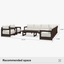 PURPLE LEAF Caesar Open-End Patio Conversation Set with Bronze Cushion Pillows and Ottoman for Modern Outdoor Deck