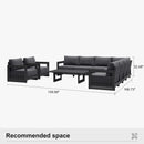 PURPLE LEAF Caesar Open-End Patio Conversation Set with Grey Cushion Pillows and Ottoman for Modern Outdoor Deck