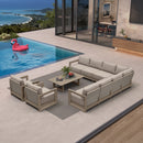 PURPLE LEAF Caesar Open-End Patio Conversation Set with Khaki Cushion Pillows and Ottoman for Modern Outdoor Deck