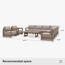 PURPLE LEAF Caesar Open-End Patio Conversation Set with Khaki Cushion Pillows and Ottoman for Modern Outdoor Deck