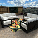 PURPLE LEAF Caesar L-shaped Patio Conversation Set with Bronze Cushion Pillows and Ottoman Couch for Backyard Porch