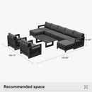 PURPLE LEAF Caesar Enclosed Patio Conversation Set with Grey Cushion Pillows and Ottoman for Porch Garden