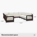 PURPLE LEAF Caesar U-Shaped Patio Conversation Set with Bronze Cushion Pillows and Ottoman Couch for Patio Backyard