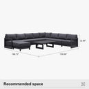 PURPLE LEAF Caesar U-Shaped Patio Conversation Set with Grey Cushion Pillows and Ottoman Couch for Patio Backyard