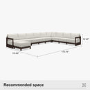 PURPLE LEAF Caesar U-Shaped Patio Conversation Set with Bronze Cushion Pillows and Ottoman Couch for Patio Backyard