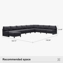 PURPLE LEAF Caesar U-Shaped Patio Conversation Set with Grey Cushion Pillows and Ottoman Couch for Patio Backyard