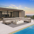 PURPLE LEAF Caesar U-Shaped Patio Conversation Set with Khaki Cushion Pillows and Ottoman Couch for Patio Backyard