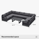 PURPLE LEAF Caesar U-Shaped Patio Conversation Set with Grey Cushion Pillows and Ottoman Couch for Patio Backyard