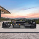 PURPLE LEAF Caesar Open-End Patio Conversation Set with Grey Cushion Pillows and Ottoman for Modern Outdoor Deck