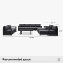 PURPLE LEAF Caesar Open-End Patio Conversation Set with Grey Cushion Pillows and Ottoman for Modern Outdoor Deck