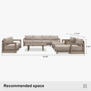 PURPLE LEAF Caesar Open-End Patio Conversation Set with Khaki Cushion Pillows and Ottoman for Modern Outdoor Deck