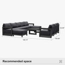PURPLE LEAF Caesar Enclosed Patio Conversation Set with Grey Cushion Pillows and Ottoman for Porch Garden
