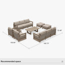 PURPLE LEAF Caesar Enclosed Patio Conversation Set with Khaki Cushion Pillows and Ottoman for Porch Garden