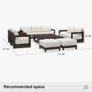 PURPLE LEAF Caesar Enclosed Patio Conversation Set with Bronze Cushion Pillows and Ottoman for Porch Garden