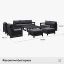 PURPLE LEAF Caesar Enclosed Patio Conversation Set with Grey Cushion Pillows and Ottoman for Porch Garden