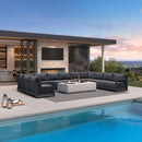 PURPLE LEAF Caesar U-Shaped Patio Conversation Set with Grey Cushion Pillows and Ottoman Couch for Patio Backyard