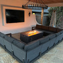 PURPLE LEAF Caesar U-Shaped Patio Conversation Set with Grey Cushion Pillows and Ottoman Couch for Patio Backyard