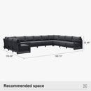 PURPLE LEAF Caesar U-Shaped Patio Conversation Set with Grey Cushion Pillows and Ottoman Couch for Patio Backyard
