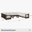 PURPLE LEAF Caesar U-Shaped Patio Conversation Set with Bronze Cushion Pillows and Ottoman Couch for Patio Backyard