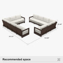 PURPLE LEAF Caesar L-shaped Patio Conversation Set with Bronze Cushion Pillows and Ottoman Couch for Backyard Porch
