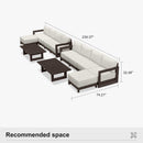 PURPLE LEAF Caesar L-shaped Patio Conversation Set with Bronze Cushion Pillows and Ottoman Couch for Backyard Porch