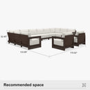 PURPLE LEAF Caesar Enclosed Patio Conversation Set with Bronze Cushion Pillows and Ottoman for Porch Garden
