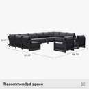 PURPLE LEAF Caesar Enclosed Patio Conversation Set with Grey Cushion Pillows and Ottoman for Porch Garden