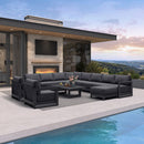 PURPLE LEAF Caesar Enclosed Patio Conversation Set with Grey Cushion Pillows and Ottoman for Porch Garden