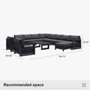 PURPLE LEAF Caesar Enclosed Patio Conversation Set with Grey Cushion Pillows and Ottoman for Porch Garden