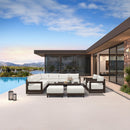 PURPLE LEAF Caesar Enclosed Patio Conversation Set with Bronze Cushion Pillows and Ottoman for Porch Garden