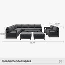 PURPLE LEAF Caesar Enclosed Patio Conversation Set with Grey Cushion Pillows and Ottoman for Porch Garden
