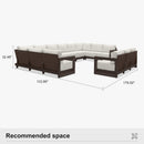 PURPLE LEAF Caesar Enclosed Patio Conversation Set with Bronze Cushion Pillows and Ottoman for Porch Garden