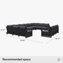 PURPLE LEAF Caesar Enclosed Patio Conversation Set with Grey Cushion Pillows and Ottoman for Porch Garden