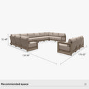 PURPLE LEAF Caesar Enclosed Patio Conversation Set with Khaki Cushion Pillows and Ottoman for Porch Garden