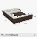 PURPLE LEAF Caesar U-Shaped Patio Conversation Set with Bronze Cushion Pillows and Ottoman Couch for Patio Backyard