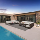 PURPLE LEAF Caesar L-shaped Patio Conversation Set with Bronze Cushion Pillows and Ottoman Couch for Backyard Porch