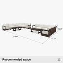 PURPLE LEAF Caesar L-shaped Patio Conversation Set with Bronze Cushion Pillows and Ottoman Couch for Backyard Porch