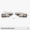 PURPLE LEAF Caesar U-Shaped Patio Conversation Set with Bronze Cushion Pillows and Ottoman Couch for Patio Backyard