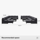 PURPLE LEAF Caesar U-Shaped Patio Conversation Set with Grey Cushion Pillows and Ottoman Couch for Patio Backyard