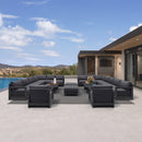 PURPLE LEAF Caesar Enclosed Patio Conversation Set with Grey Cushion Pillows and Ottoman for Porch Garden