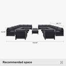 PURPLE LEAF Caesar Enclosed Patio Conversation Set with Grey Cushion Pillows and Ottoman for Porch Garden