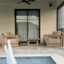 PURPLE LEAF Caesar Open-End Patio Conversation Set with Khaki Cushion Pillows and Ottoman for Modern Outdoor Deck